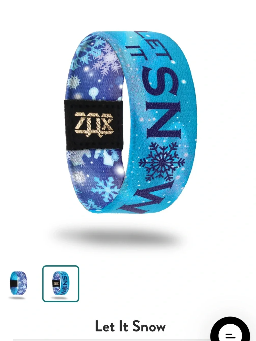 ZOX Exclusive Snowflake Fabric Wristband: “Let It Snow” (Retired)